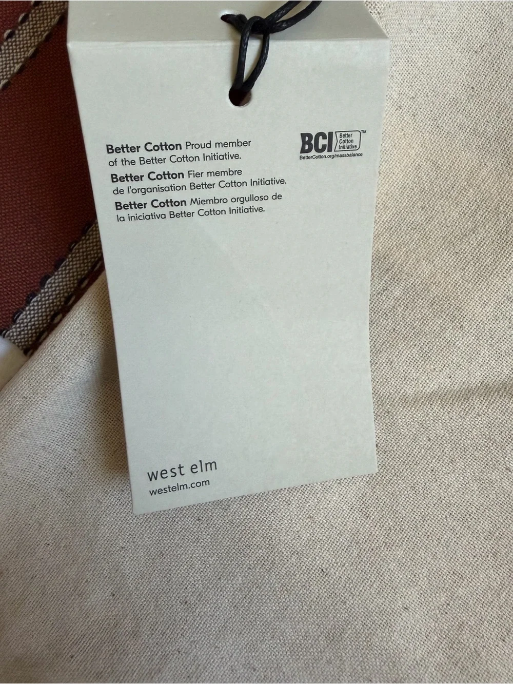 West Elm 18 by 18 100% cotton rust pillow case cover stripped